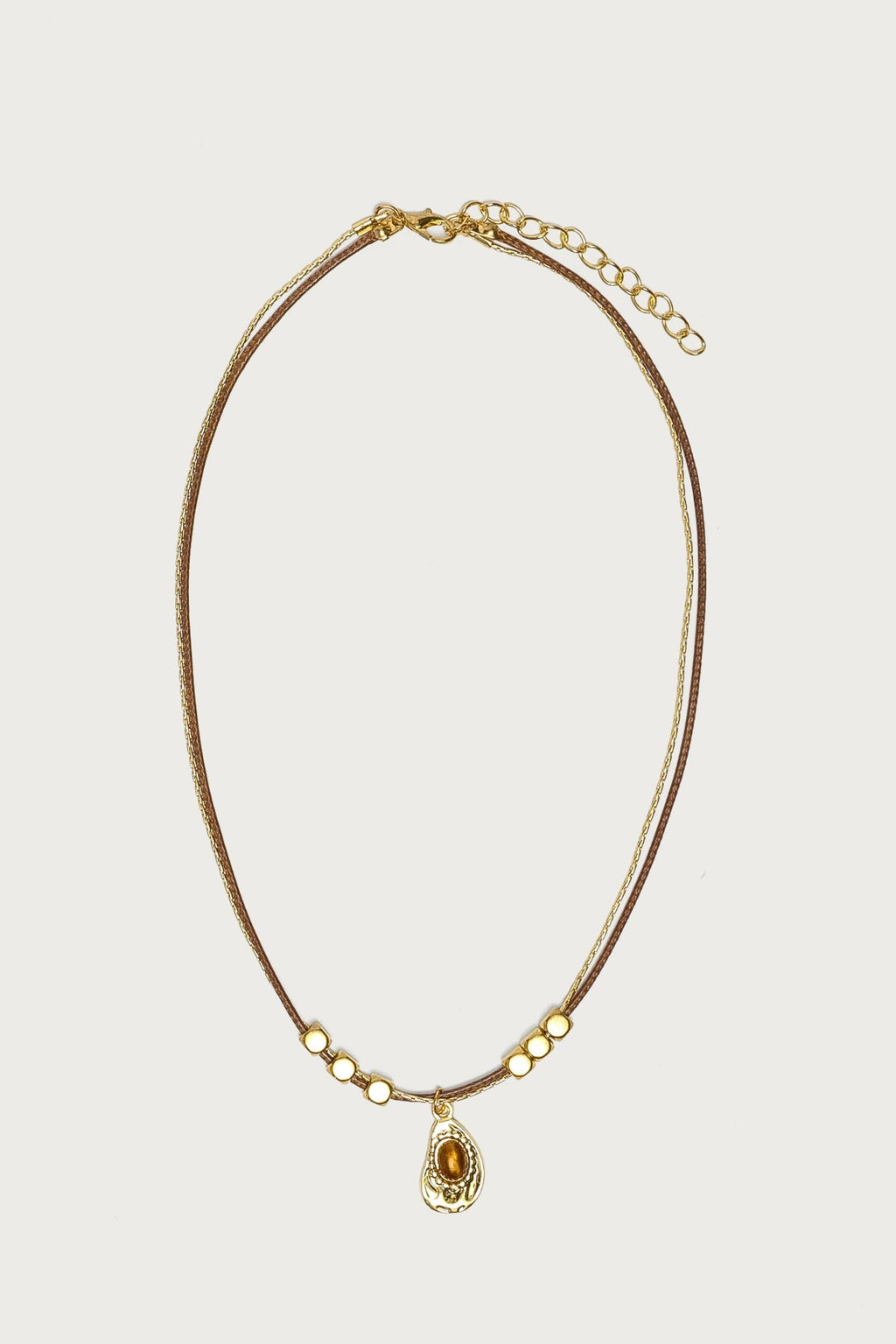 Oval Stone Pendant Cord Necklace