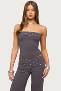 Breanna Studded Foldover Tube Top