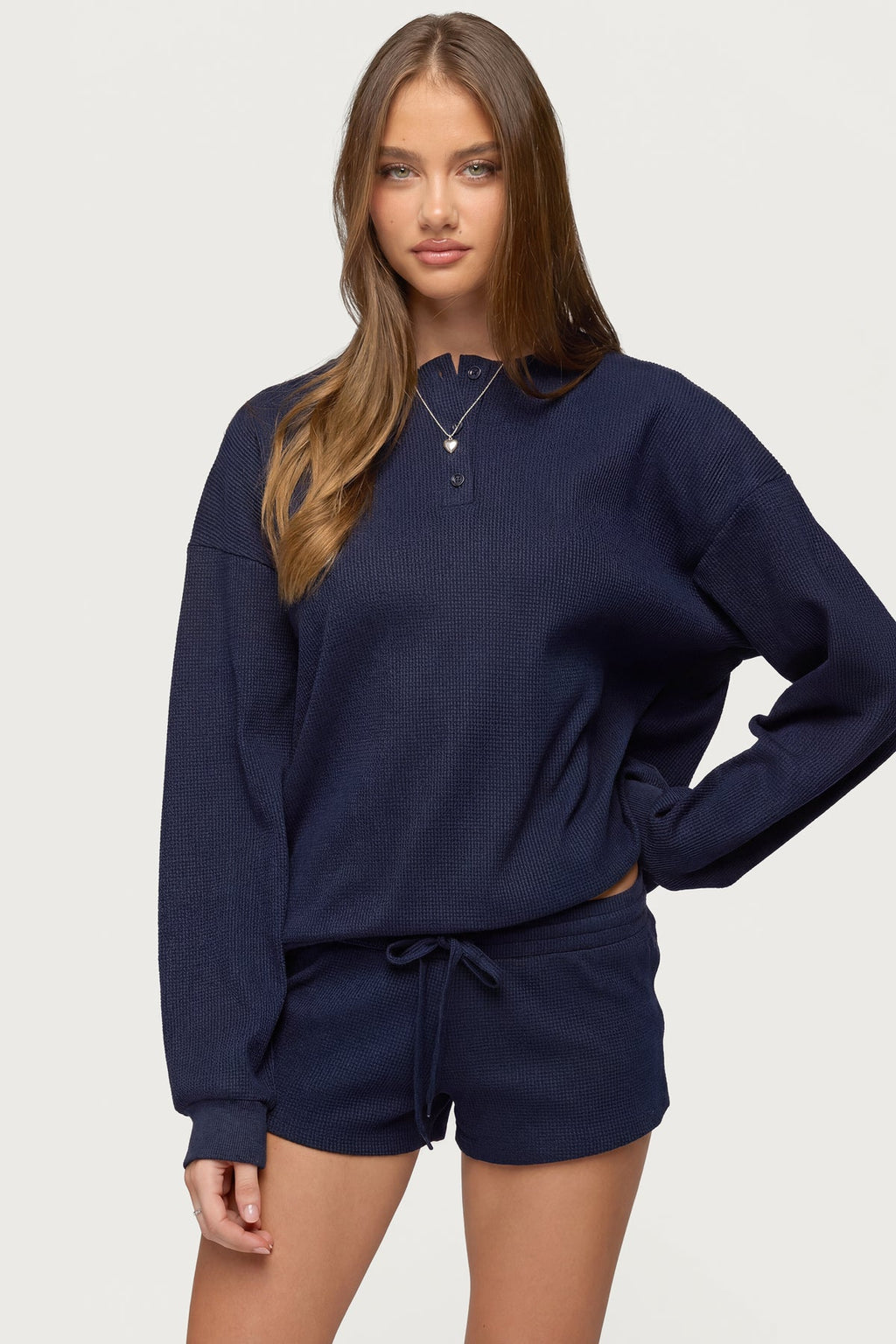 Baila Waffle Henley Top