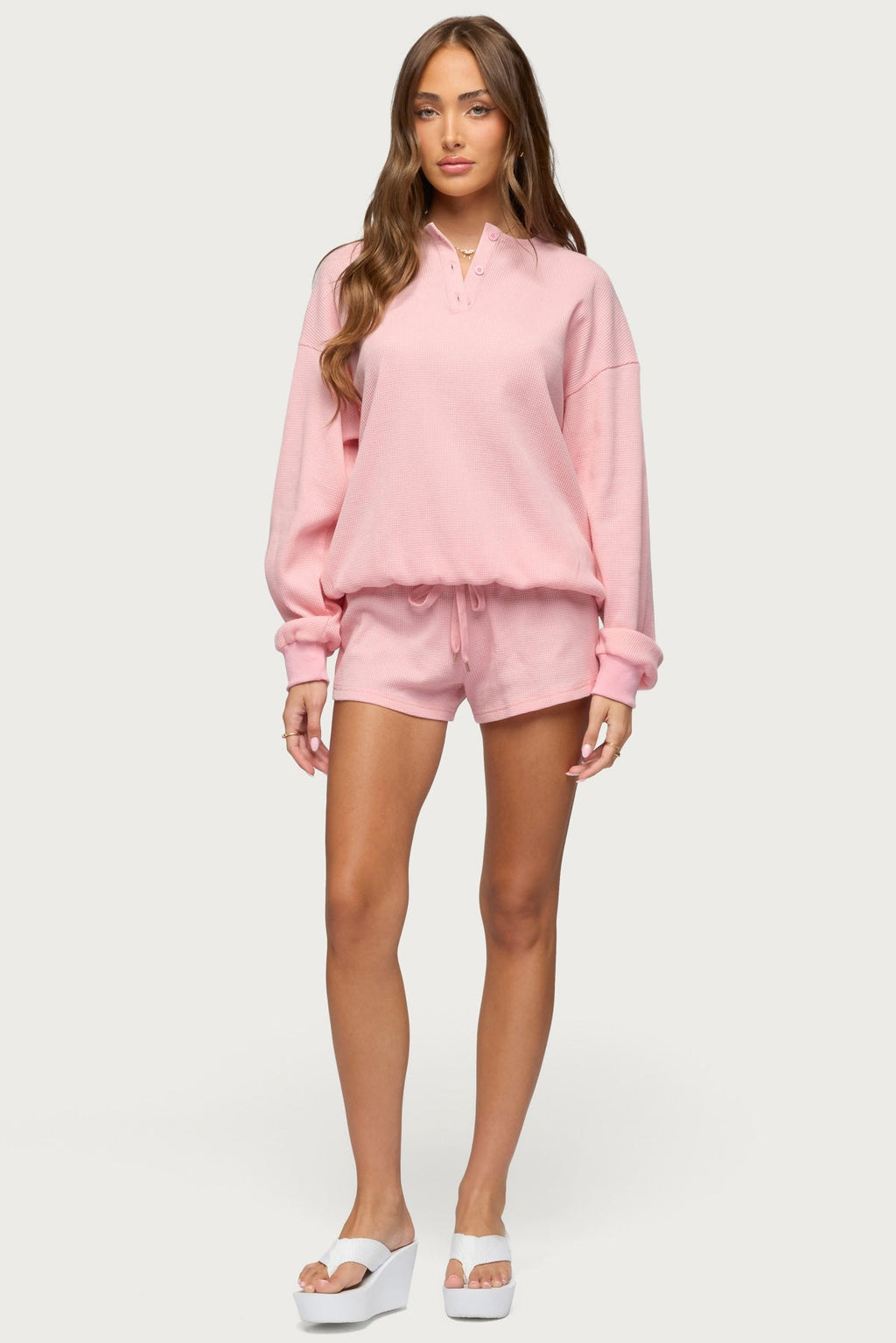 Baila Waffle Henley Top