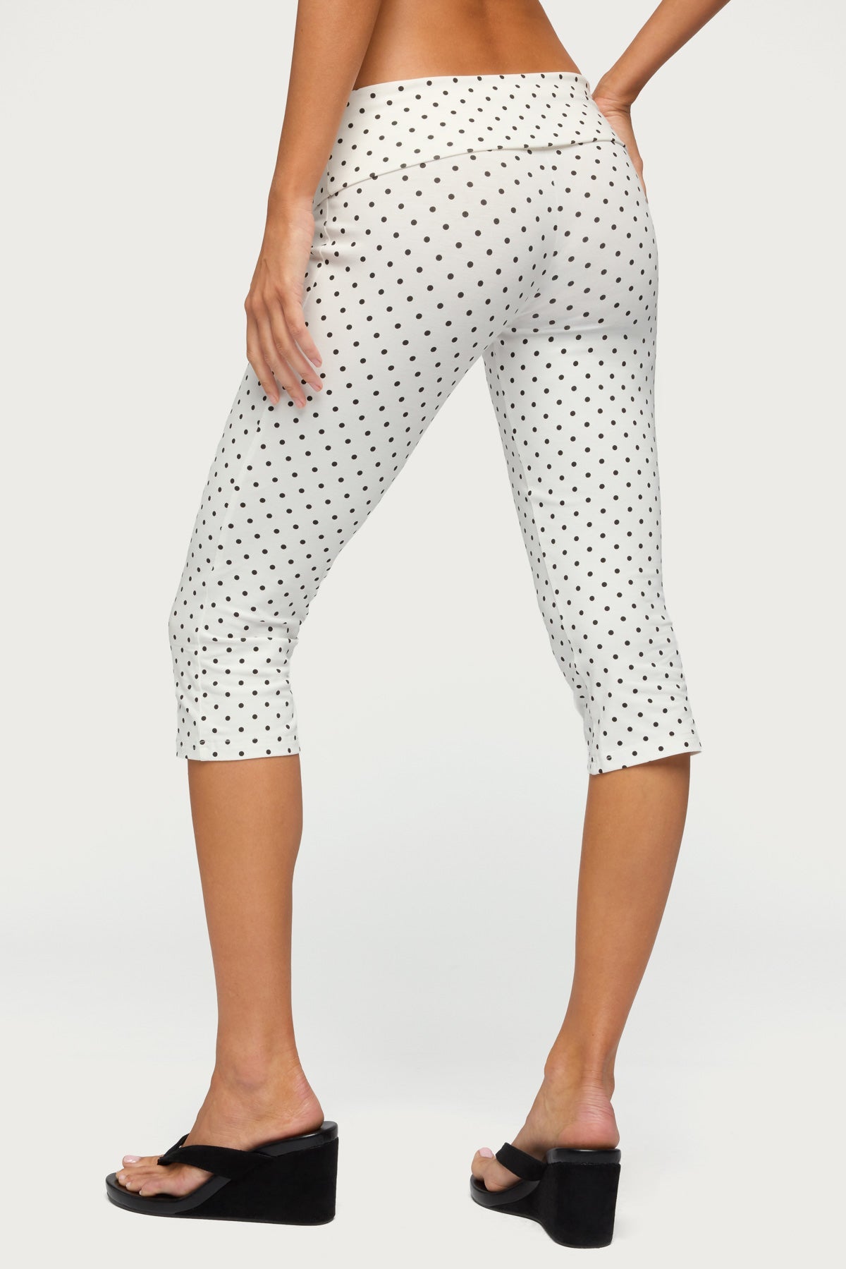 Eloisa Polka Dot Foldover Capri Trousers