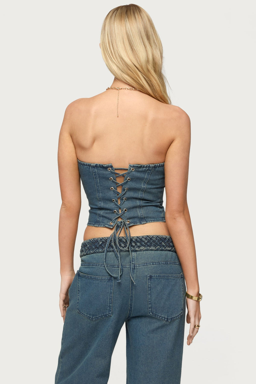 Braidey Strapless Denim Top